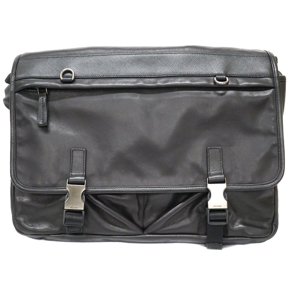PRADA shoulder bag leather black cross Body Bum Crossbody Belt